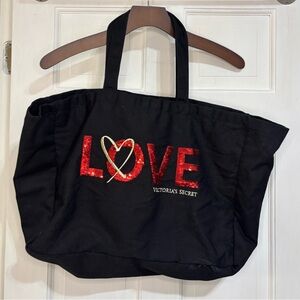 Limited Edition Victoria's Secret Love Tote with red sequin "Love" Valentine